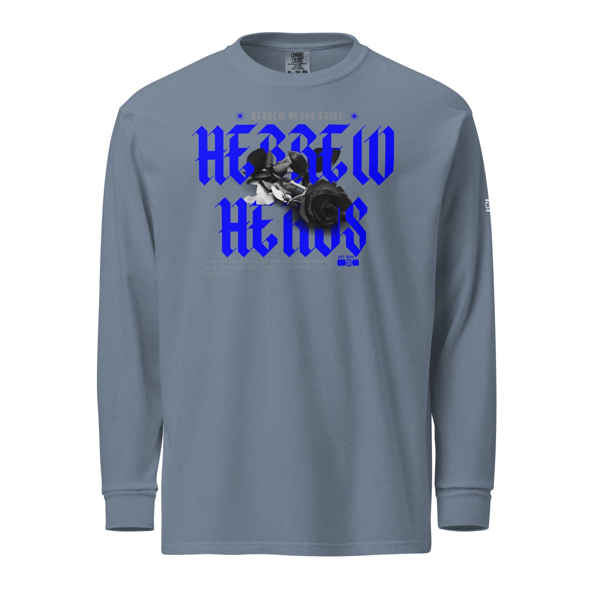 Blue Hebrew Hero's Heavyweight Long Sleeve Shirt - Nubreed.love