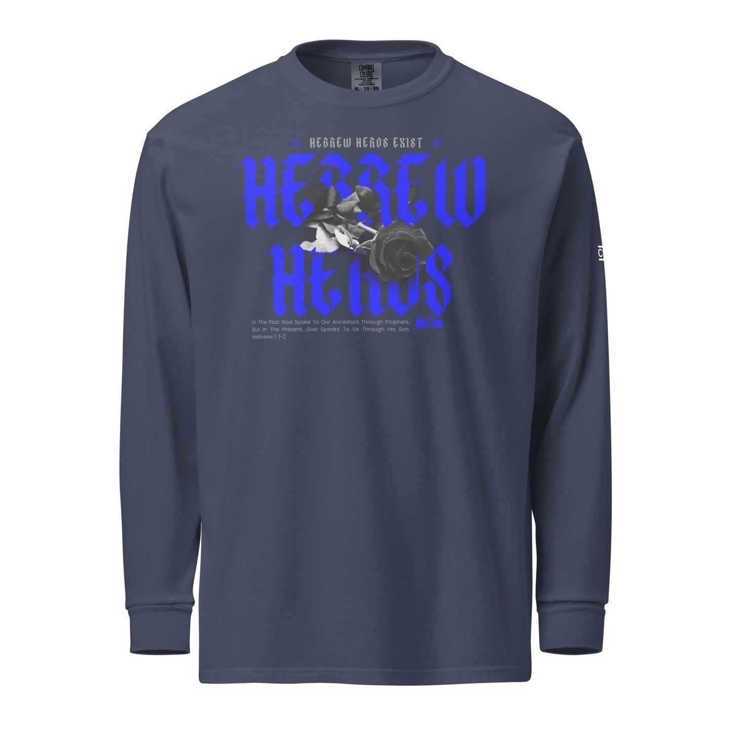 Blue Hebrew Hero's Heavyweight Long Sleeve Shirt - Nubreed.love