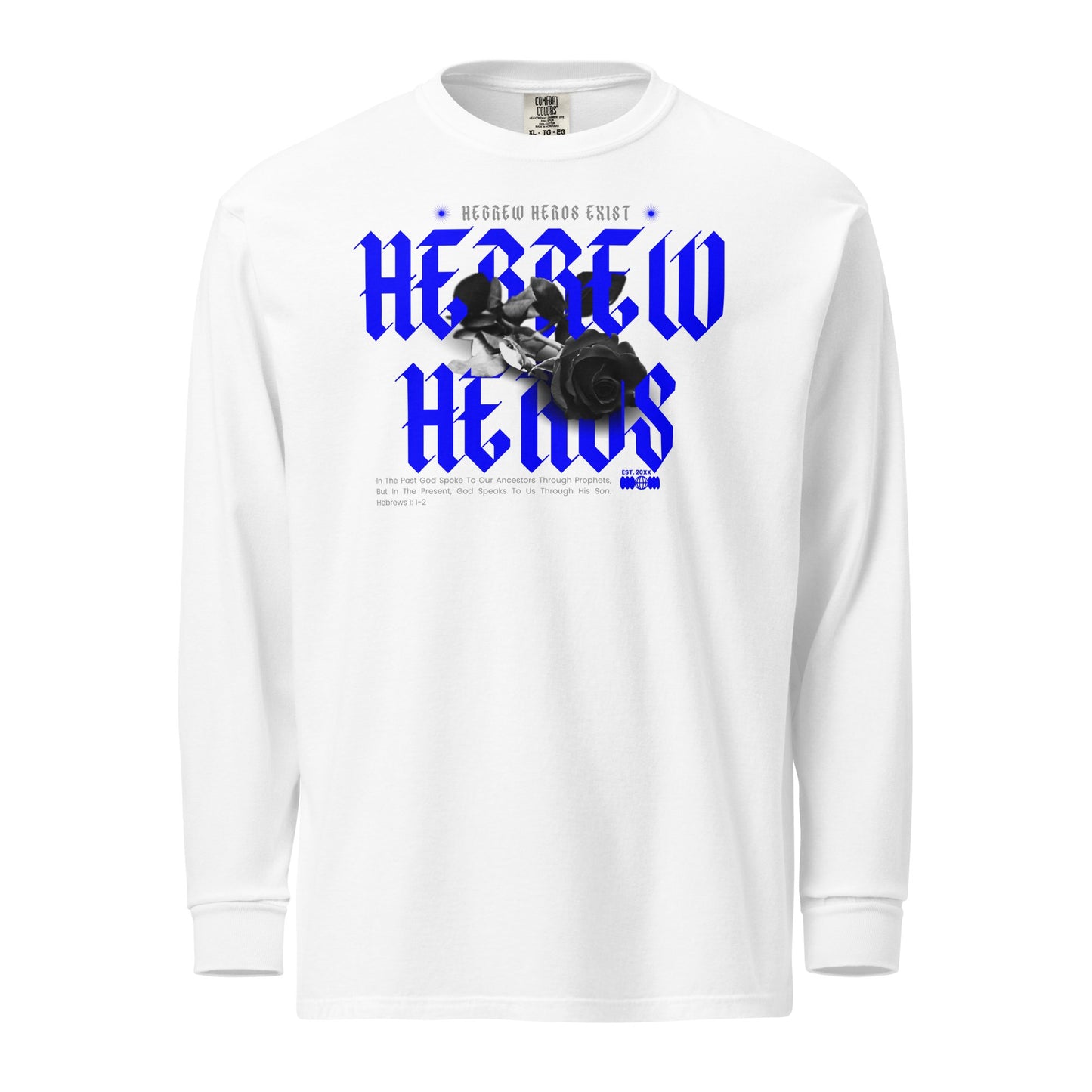 Blue Hebrew Hero's Heavyweight Long Sleeve Shirt - Nubreed.love