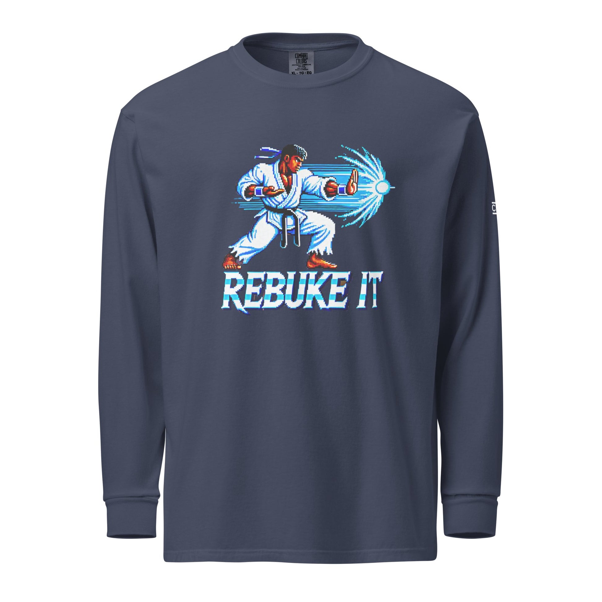 Pixilated Rebuke It Blue Theme Heavyweight Long Sleeve Shirt - Nubreed.love